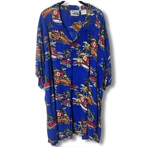 Profile - Men’s Vintage Hawaii Style Classic Car Aloha Shirt Royal Blue Sz. 2XLT